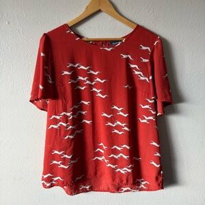 ModCloth red and white greyhound blouse